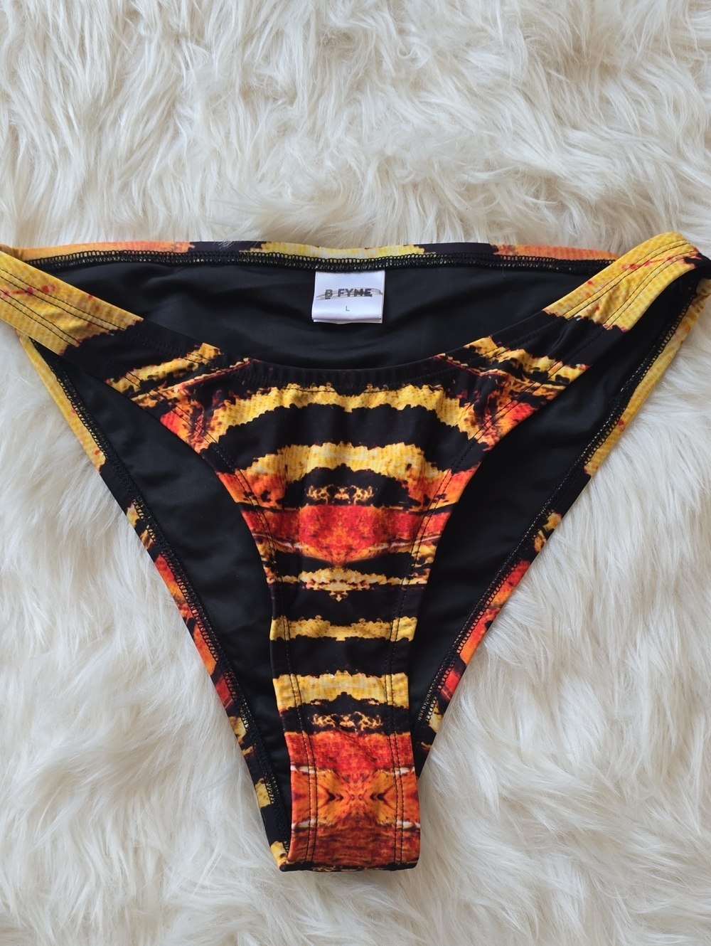 BFYNE Amila Animal Print High Cut Bikini Bottom SIZE L
